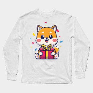 Cute Kawaii Cat with Gift Long Sleeve T-Shirt